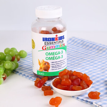 Ironkids canada imported children's dha fish oil brain supplement gummy fruity flavor without fishy smell to enhance immunity 200 capsules * 1 bottle