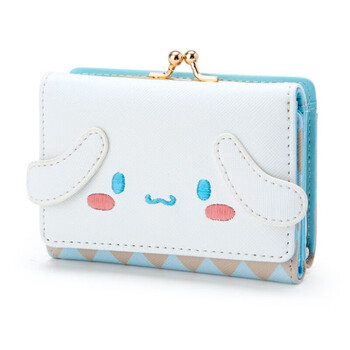 Student coin purse female cute cinnamon dog kt cat three-fold coin purse multi-functional large capacity id bank card bag japanese cartoon children's small wallet high-value primary school student wallet white cute cinnamon dog folding small wallet