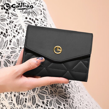 Goldlion women's bag short style 2025 new multi-functional card holder with multiple card slots fashionable high-end wallet women's day gift for women black fa021920-211