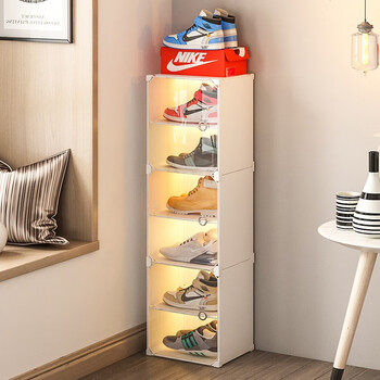 Storage expert transparent shoe box storage sneaker storage box side-opening shoe cabinet large sealed dormitory shoe storage artifact transparent door 6 pairs of shoes in a single row white