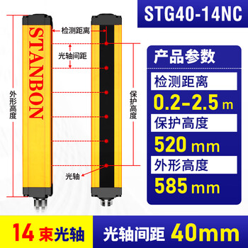 Shit anbang through-beam safety grating stg light curtain sensor punch sensor switch stg4014nc default distance 2.5 meters