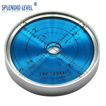 Pillow star metal universal level bubble high-precision level bead level with strong magnetic level ruler round level multi-model 6 60*12mm silver shell 15 points blue water