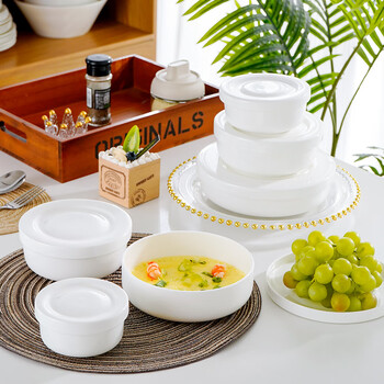 Purjade bone china steamed egg bowl with lid, household water-proof stewed double-skinned milk pudding bowl, solid color ceramic baby food supplement bowl, stew pot 4.5 inches