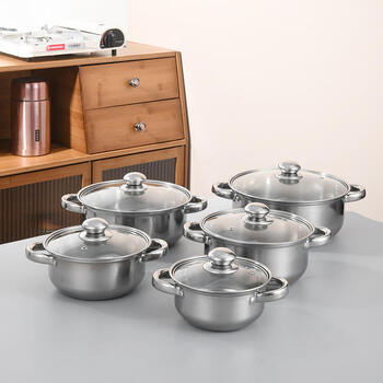 Chuangjingyixuan kitchen utensils complete set of pots for home kitchen outdoor cooking tools luxury pot set non-stick stainless steel tableware five-piece set of steel ears