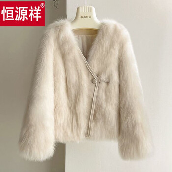Hengyuanxiang imitation fox fur coat for women 2025 new winter all-in-one young medium and long fur coat haining loose beige m