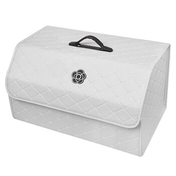 Weimate trunk storage box foldable car storage box organizer car creative ladies car supplies camellia-large white storage box