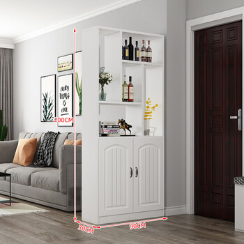 Naiyu entrance cabinet entrance door facing home living room screen partition cabinet new european style wine cabinet storage cabinet door shoe cabinet 200*90*30 warm white 2 doors delivered to downstairs self-installation