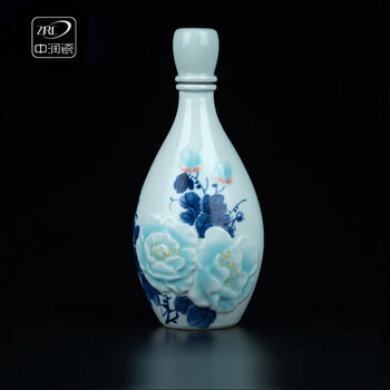 Zhongrun porcelain/zrc jingdezhen ceramic wine jar lotus bubble wine bottle antique household liquor small flask one-pound white liquor bottle empty wine bottle single bottle