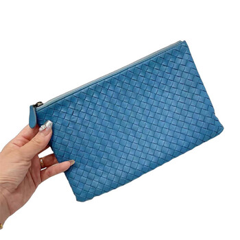 Second-hand 95 new bv bao black full leather woven long bifold wallet diejia card holder clutch bag men and women bags 95 new bv classic woven clutch