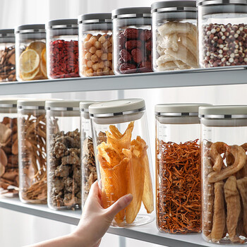 Lissa glass sealed jar dry goods isinglass treasure food grade moisture-proof bottle dry goods tea jar coffee powder bean jar light luxury 500ml-cold smoke ash