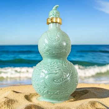 Kakamu jingdezhen ceramic gourd wine bottle 1 catties 2 catties 5 catties sealed empty bottle wine jug wine jar storage cylinder household wine jar 2 catties embossed dragon gourd