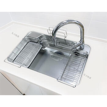 Lixil imported from japan lixil functional 3d embossed multifunctional 304 stainless steel w-shaped kitchen large single sink standard sink accessories kvk6061 faucet