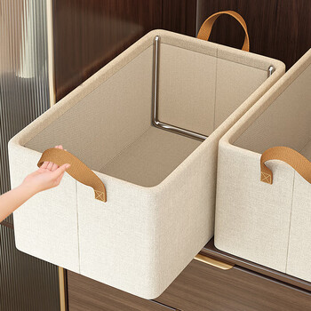 Jiebaina clothes storage box fabric household foldable organizing box wardrobe storage box for clothes and pants storage basket dormitory storage box light yami - skin friendly and odorless 40*27*21cm