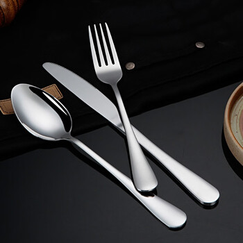 Shihua stainless steel steak knife, fork and spoon, western tableware, thickened and extended table knife, fork and spoon, three-piece set