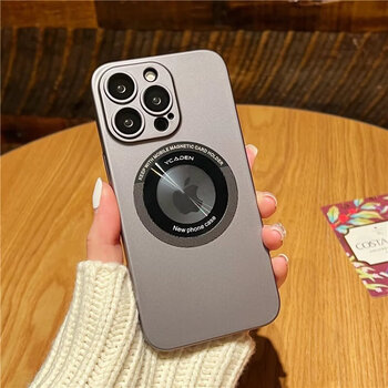 Suitable for skin-feel matte magnetic suction apple 14 promax mobile phone case iphone 15 pro exposed label with lens film dustproof 1312pm full package missing label magnetic suction, matte texture gray iphone 15pro