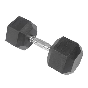 Rising commercial hexagonal dumbbell hexagonal dumbbell men's household fixed dumbbell rubber set 17.5kg single
