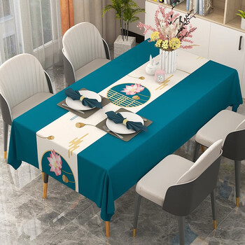 Baifei nordic tablecloth waterproof, oil-proof, anti-scalding, no-wash ins style rectangular tablecloth pvc coffee table table mat tablecloth lotus 90*140cm