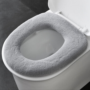 Japanese and american new toilet seat cushion household winter thickened toilet seat cover all seasons universal toilet seat toilet seat toilet soft cushion dark gray plush style.