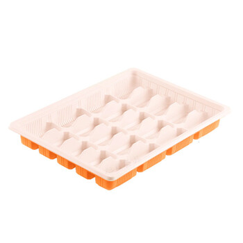 Mrs. zhuang 20 squares orange white 100 sets disposable dumpling boxes for take-out lunch boxes with lids ztt-9293b