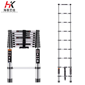 Haike yijia single-sided aluminum alloy telescopic ladder portable bamboo single ladder multi-functional joint lift engineering ladder attic staircase straight ladder single-sided telescopic ladder 3.5 meters