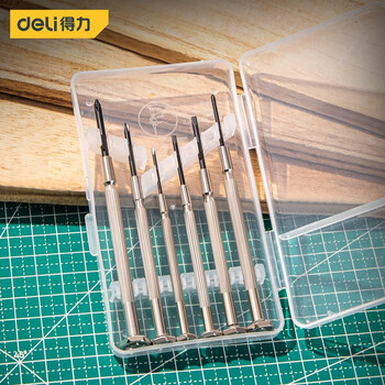 Deli precision small cross slotted screwdriver combination set 6-piece laptop watch glasses repair screwdriver set 6-piece clock drift set with metal handle dl3206