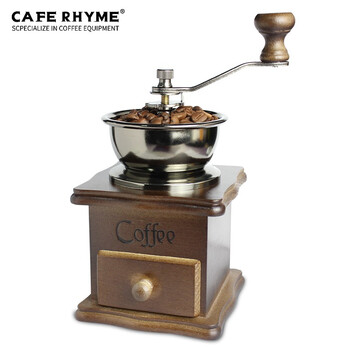 Cafe rhyme zhenhang hand grinder small household coffee bean grinder hand grinder coffee machine retro wooden grinder