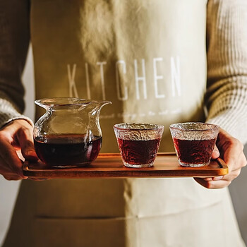 Chomu coffee sharing pot hanging ear hand brewed coffee pot set household high temperature resistant glass fair cup tea sharing cup walnut tray + tasting cup 2 pieces + sharing pot 250ml