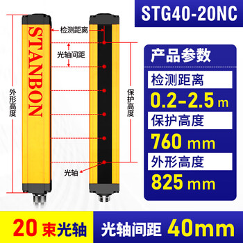 Shit anbang through-beam safety grating stg light curtain sensor punch sensor switch stg4020nc default distance 2.5 meters