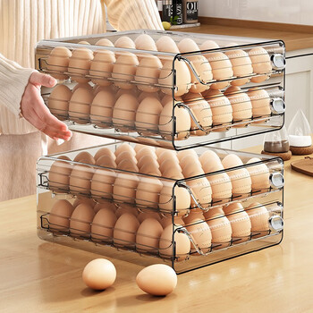 Naming egg storage box refrigerator egg crisper kitchen drawer-type multi-layer egg box compartment household storage box single layer extra large can hold 30 eggs