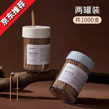 Erxu german quality carbonized bamboo toothpicks high-quality food-grade household double-ended bamboo toothpicks 2 boxes of 1000 pieces in total