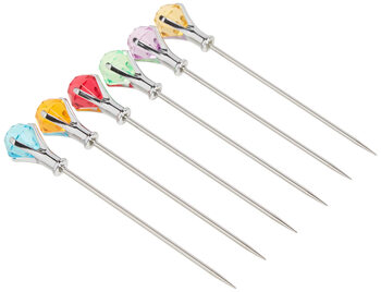 Prodynedm-6-c colored diamond tip martini picks, set of 6, multicolor, 1 oz. assorted colors set of 6