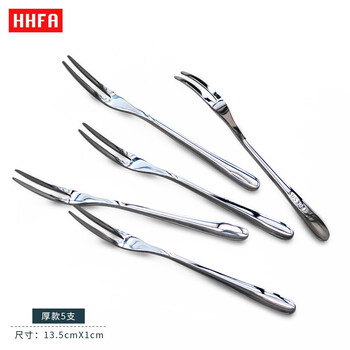 Hhfa solid 304 stainless steel fruit fork set, snack fork, dessert fork, 5 household salad forks, 5 thick ones