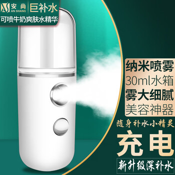 Anshang oxygen injection instrument home hydrating instrument nano sprayer face and eyes beauty instrument moisturizing magic instrument humidification instrument steaming instrument for wife, mother, girlfriend birthday gift rechargeable 30ml nano spray white