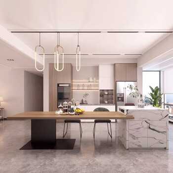 Mexueer custom wabi-sabi style solid wood island dining table integrated home simple western kitchen slate inverted cabinet internet celebrity living room table 2.4 meters total length