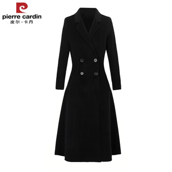 Pierre cardin (pierre cardin) new autumn and winter double-sided cashmere coat for women, waist slimming, mid-length, slim, small, large hem woolen coat, black short version, 10 cm shorter than the long version s