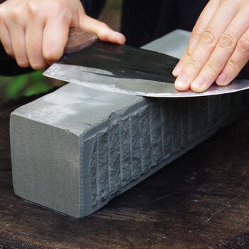 Zhe li stonemason handmade old whetstone natural whetstone extra large stable size medium coarse grinding household kitchen knife sharpening oilstone slurry green sand 25*7*7cm about 5 pounds