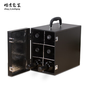 Taipeng red wine box six-pack red wine packaging box gift box leather wine wooden box 6-pack red wine box black six-pack