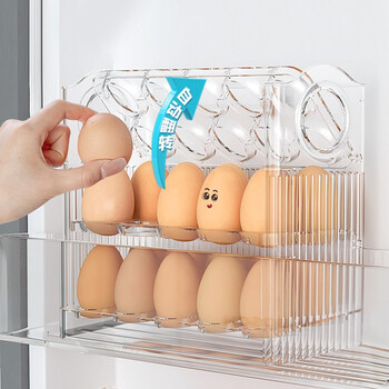 Home katei story japanese refrigerator side door egg storage box 30-grid egg rack food-grade egg crisper 3-layer egg tray transparent color 1 pack can hold 30 eggs