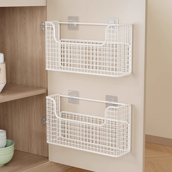 Fan lilin kitchen wall-mounted storage cabinet door hanging basket refrigerator side storage cabinet inside storage rack seasoning cling film hanger white new large size