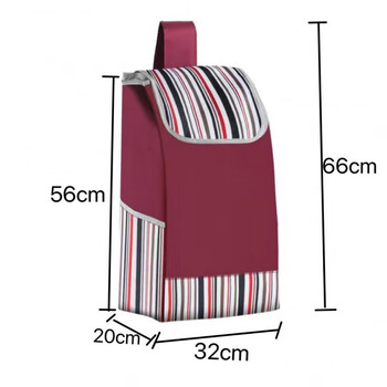 Huque shopping cart grocery shopping cart cloth bag large waterproof oxford bag trolley small pull trolley trolley thickened bag cart bag large thickened red stripe