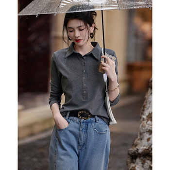 Demana elegant female gentleman spring and autumn dynamic polo shirt comfortable cotton and sponge good matching women's t-shirt