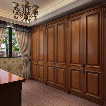 Oulunmei wardrobe american solid wood master bedroom european retro simple large wardrobe bedroom storage cabinet cloakroom large wardrobe customized size prepaid