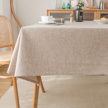 Honey queen solid color fabric tablecloth cotton, linen and linen thickened plain simple modern tablecloth rectangular nordic coffee table tablecloth linen-milk coffee color 90*90cm
