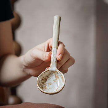 Youcci marchi japanese-style handmade coarse pottery spoon eating spoon ceramic long-handled mixing spoon household retro high-looking dessert spoon marchi-coarse long-handled spoon