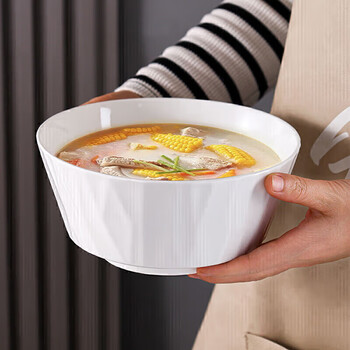 Jie yajie ceramic soup bowl large household large noodle bowl underglaze color 7.5 inch large bowl soup basin 2 pieces white glazed