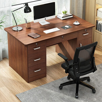 Yulexin computer desk desktop office desk home learning adult workbench office desk and chair set table recommended luxury model 120*60cm deep walnut color widened single table