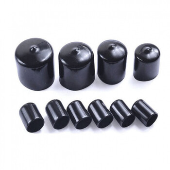 Rubber cap, rubber sheath, sealing cap, rubber plug protective cap, plastic steel pipe, rubber sleeve, threaded screw nut protection, rubber sleeve cap, rubber cap, steel tooth protective sleeve, black, inner diameter 20.0 (10 pieces)