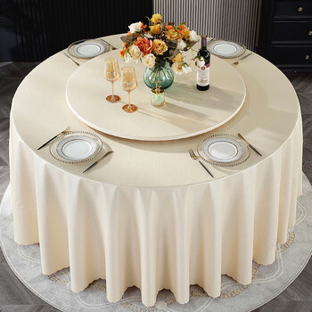 Maojing european style light luxury high-end round table tablecloth waterproof and oil-proof table turntable cover table mat household round tablecloth star-beige 3-meter round tablecloth needs to be spliced (for 2.4-meter round table)