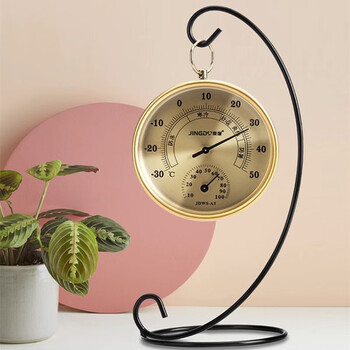 Instrument temperature and humidity meter indoor household thermometer high-precision living room temperature meter hanging decoration creative room temperature meter ornaments hanging on the wall local gold