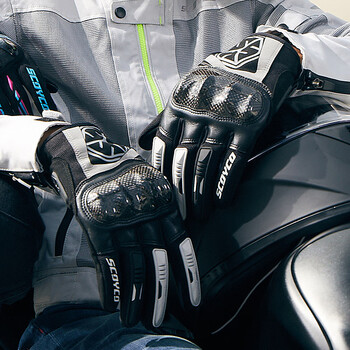 Scoyco motorcycle riding gloves four-season racing motorcycle carbon fiber anti-fall touch screen men's skylark mc122 (black) 2xl